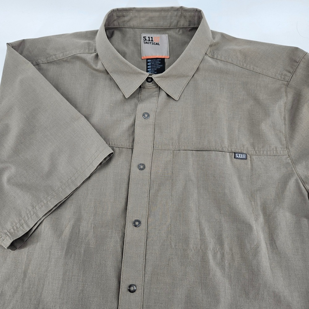 5.11 Tactical Mens XL Khaki Short Sleeve Snap Front Utility‎ Shirt TLBLIN-4389